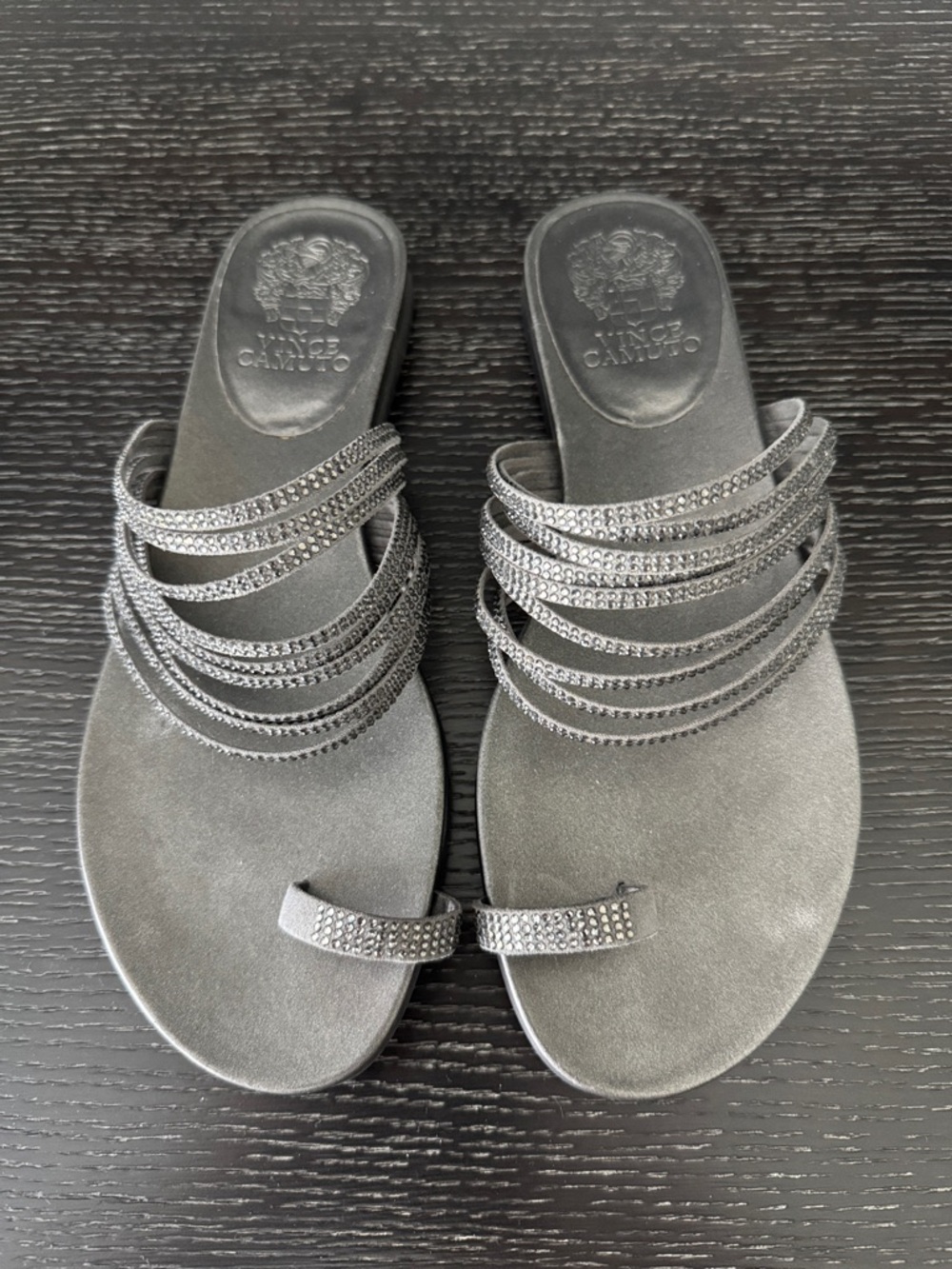 Vince Camuto Silver Multi-Strap Toe-Ring Sandals